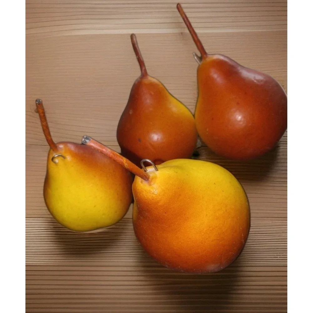 4 Pcs Yellow Pears‎ Ornaments Artificial Fruit Faux Realistic Decoration Autumn